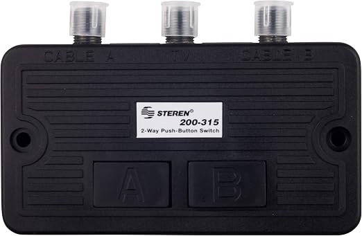 STEREN Network Switch - Coax Splitter 2 Way - Antenna Splitter - Manual Transfer Switch - Coax Cable Splitter 2 Way - Coaxial Cable Adapter for TV - 2 Way Coax AB Switch for TV - 1 Pack 200-315