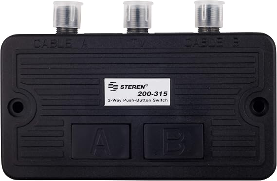 STEREN Network Switch - Coax Splitter 2 Way - Antenna Splitter - Manual Transfer Switch - Coax Cable Splitter 2 Way - Coaxial Cable Adapter for TV - 2 Way Coax AB Switch for TV - 1 Pack 200-315