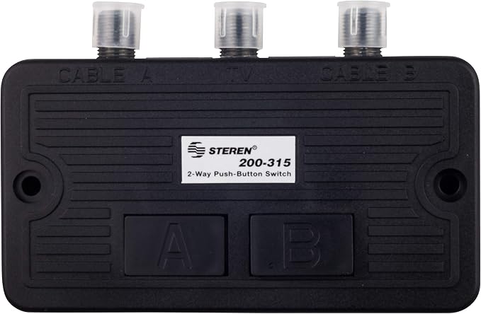 STEREN Network Switch - Coax Splitter 2 Way - Antenna Splitter - Manual Transfer Switch - Coax Cable Splitter 2 Way - Coaxial Cable Adapter for TV - 2 Way Coax AB Switch for TV - 1 Pack 200-315
