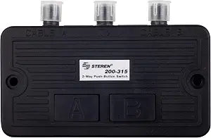 STEREN Network Switch - Coax Splitter 2 Way - Antenna Splitter - Manual Transfer Switch - Coax Cable Splitter 2 Way - Coaxial Cable Adapter for TV - 2 Way Coax AB Switch for TV - 1 Pack 200-315