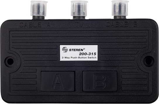STEREN Network Switch - Coax Splitter 2 Way - Antenna Splitter - Manual Transfer Switch - Coax Cable Splitter 2 Way - Coaxial Cable Adapter for TV - 2 Way Coax AB Switch for TV - 1 Pack 200-315