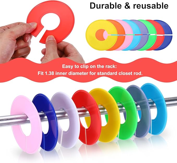 uxcell Clothes Dividers,20 Pack Round Closet Rack Dividers Clothing Rack Size Dividers Blank Labels with Marker Pen Writable & Reusable for Hanging Clothes Sorting Size, Red