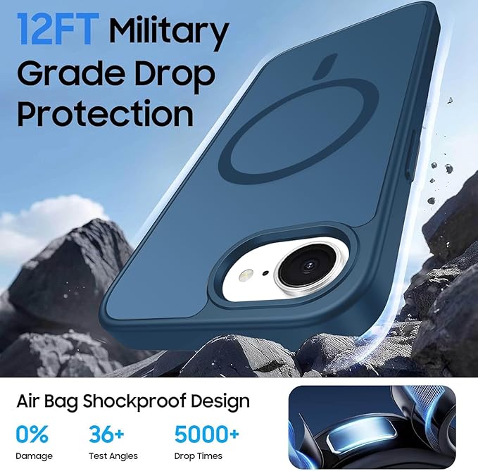 Magnetic for iPhone 17e Case & iPhone 16e Case with Detachable Wallet, Compatible with MagSafe, Military Protective Slim Phone Cover with Card Holder, Deep Blue