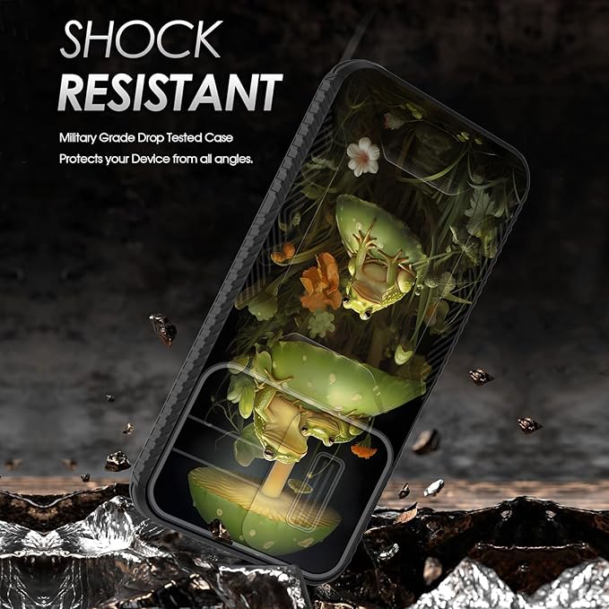 for Galaxy A15 5G Case Built in Slide Camera Lens Cover,Heavy Duty Shockproof Protection Dual Layer Case for Samsung Galaxy A15 5G 6.5 inch 2024,Cute Frog Mushroom
