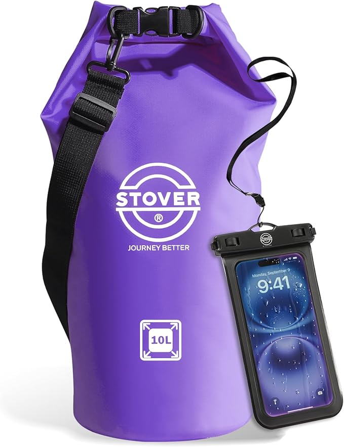 STOVER 5/10/25/30/40/55L Waterproof Dry Bag- Roll-Top Backpack w/Phone Case- Kayaking, Hiking, Camping, Boating- Men/Women
