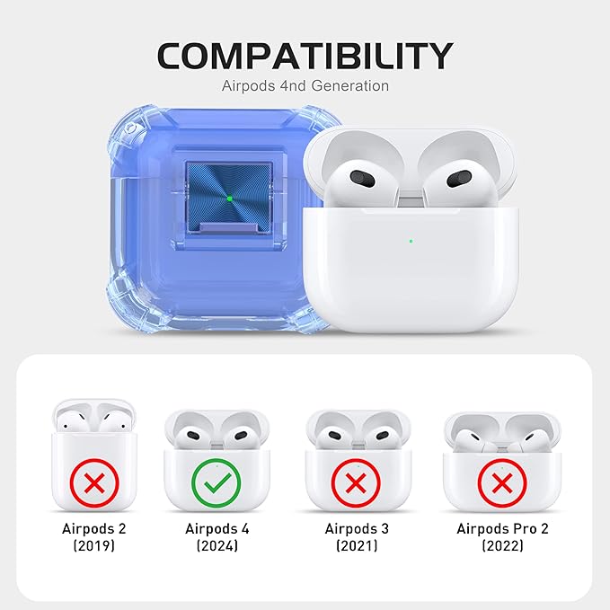 Valkit Compatible AirPods 4th Generation Case Cover, Soft TPU Airpods 4 Case with Cleaner Kit, Shockproof Protective Cases with Keychain for Apple AirPods 4 Gen Cases for Women Men(Lock Blue)