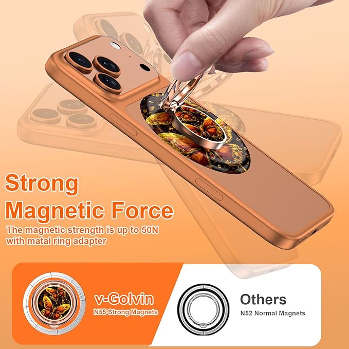 Magnetic Phone Ring Holder for MagSafe Grip,[Super Magnet],Stylish 360° Rotation Cell Phone Grip Stand Finger Ring Kickstand for iPhone 17 16 15 14 Pro Max,iPad and Smartphones,Black