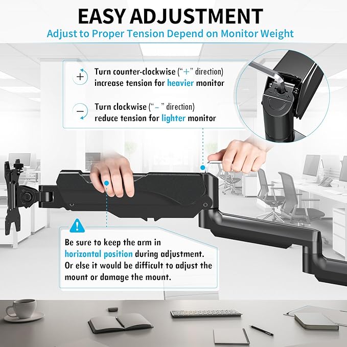 MOUNTUP Triple Monitor Stand Mount - 3 Monitors Desk Mount for Computer Screens Up to 27 inch, Triple Monitor Arm with Gas Spring, Heavy Duty Monitors Stand, Each Arm Holds 4.4-19.8 lbs, Black