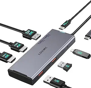 USB C Docking Station Dual Monitor 7 in 1 Laptop Docking Station Triple Monitors for DELL HP Lenovo,USBC Hub Multiport Adapter Dongle with 2HDMI 4K+8k DisplayPort+2*USB-A+1USB-C+USB-C Charging 100w - Image 1