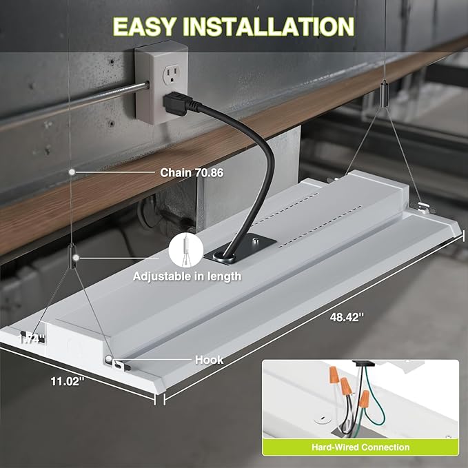 400W LED Linear High Bay Light 4FT, Adjustable 400W/320W/240W/100W With Motion Sensor, 60000LM, 120-277V, 0-10V, 5000K, Commercial Linear High Bay Led Shop Lights for Warehouse Workshops, 2 Pack, UL