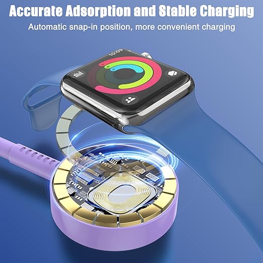 2Pack for Apple Watch Charger USB C Magnetic iWatch Charger Cable Fast Charging Cord Compatible with Watch Ultra2 Ultra Series 9 8 7 6 SE SE2 5 4 3 2 1-3FT(1M) Purple