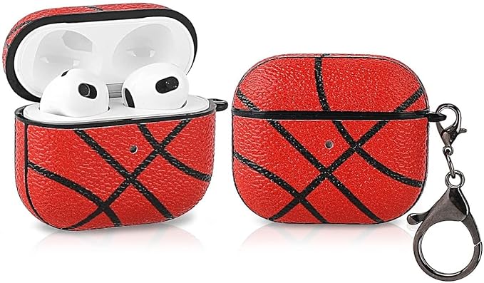 for AirPods Pro 2 Case Leather, Crazy Horse Airpods Pro Soft PU Leather Case Cover with Keychain,for Apple Airpod Pros 2nd Generation 2023 2022/ Airpod Pro 2/1 Gen for Man Wome(Basketball-03)