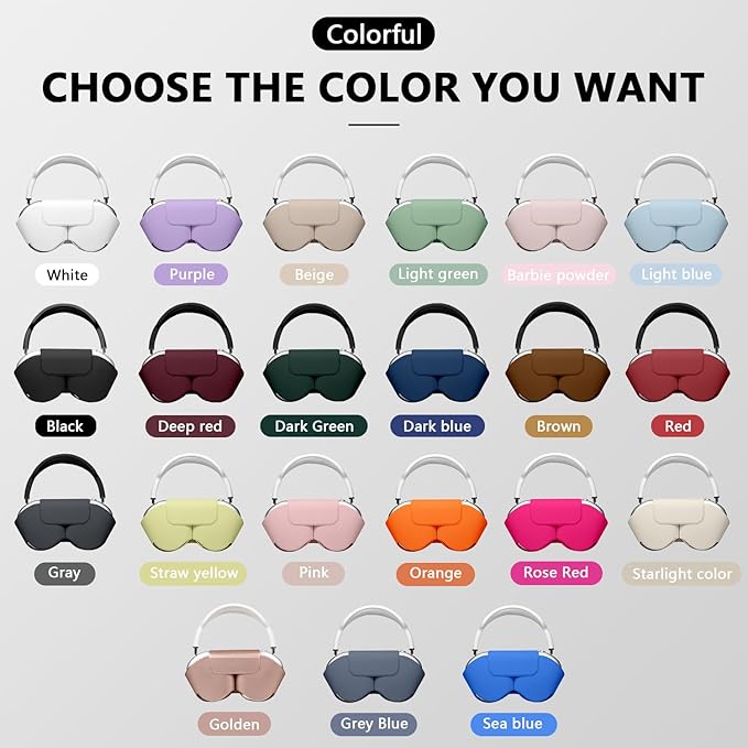 Maxjoy for Apple Airpods Max Smart Case Cover, Soft PU Leather Protective Cover Accessories for Airpod Max with Sleep Mode, Anti-Dust Travel Carrying Case for Airpods Pro Max Headphones,Navy Blue