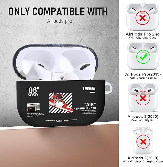 for Airpods Pro Case, Cute Cool Red Shoes Pattern TPU Soft Cases for Airpods Pro Case 1st Gen, Shockproof for Airpods Pro 2019 Case Men Women with Cleaner Kit & Keychain