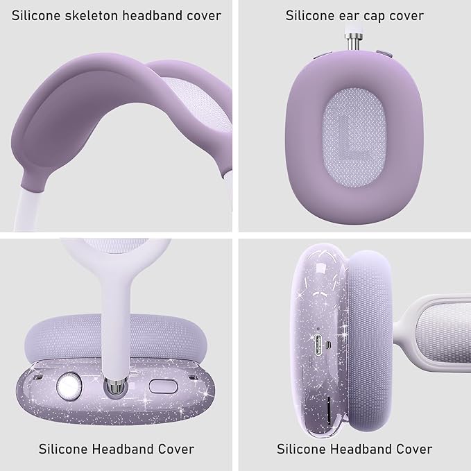 for AirPods Max case Cover,Anti-Scratch Ear Pad Case Cover/Ear Cups Cover/Headband Cover for AirPods Max. Clear Soft TPU and Silicone,Skin Scratch Proof.