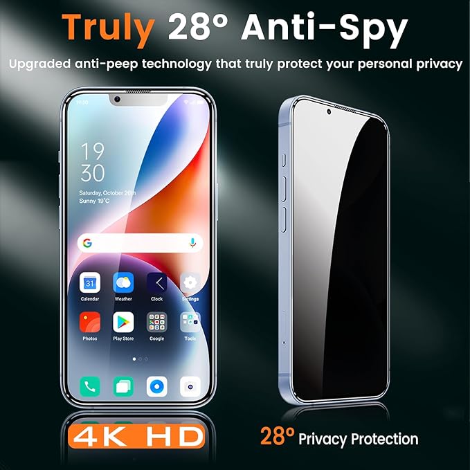 BNCHI 3 Pack for iPhone 14 Plus Privacy Screen Protector + 3 Pack Camera Lens Protector, Shatterproof Premium Tempered Glass, Auto-Dust Removal, 28°Anti Spy, 9H Full Coverage Tempered Glass Film
