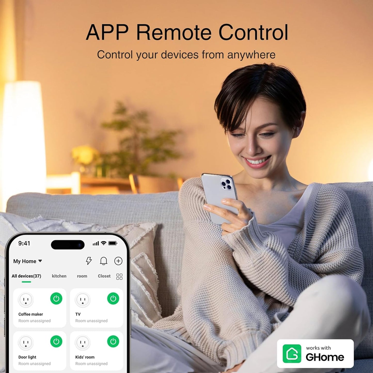 WiFi Smart Plug Works with Alexa and Google Home App Remote Control Timer 2.4GHz No Hub Required