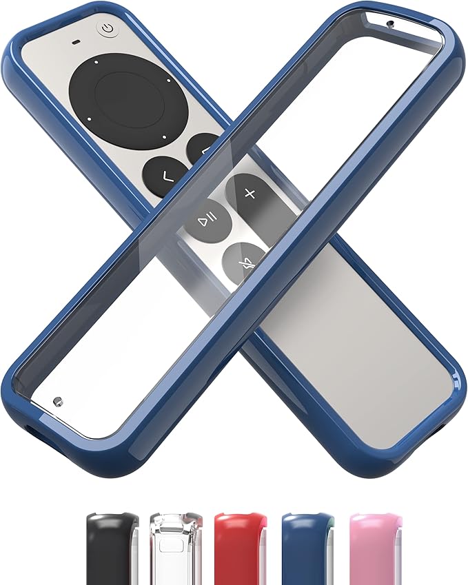 TotalMount Air Rim Case for Apple TV Remotes – Slim, Hybrid Apple TV Remote Case with Ultimate Drop Protection – Blue Perimeter Cover & Clear Back
