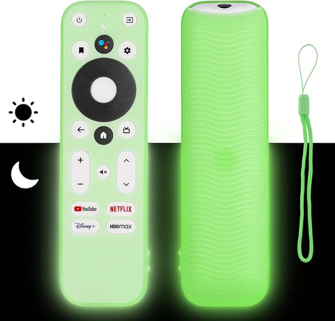 Silicone Remote Control Case Compatible with Onn 100024646 100026240 4K UHD Stick TV Box Remote Shockproof Protective Shell Cover with a Lanyard (Fluorescent Green)