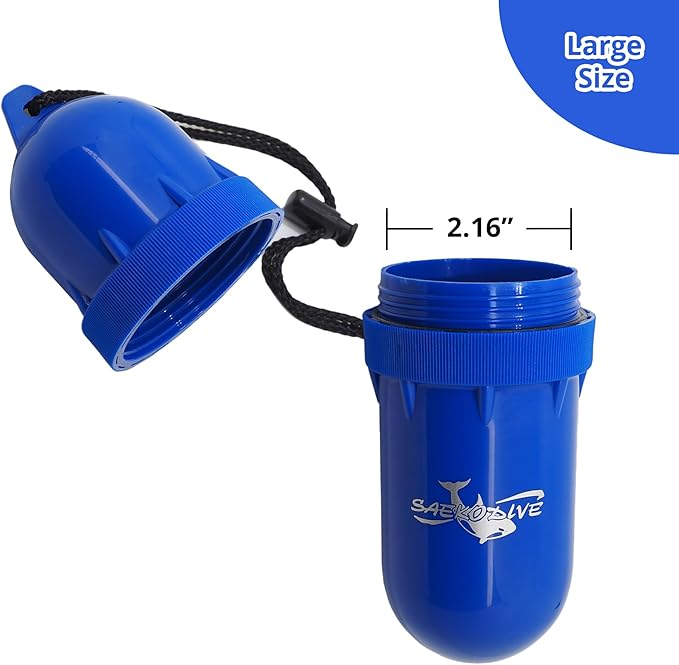 Cylinder Dry Box with Lanyard - Waterproof Container, Watertight Key Pouch Holder - For Snorkeling, Boat, Kayak, Diving, and Water Activities (Green, Large)