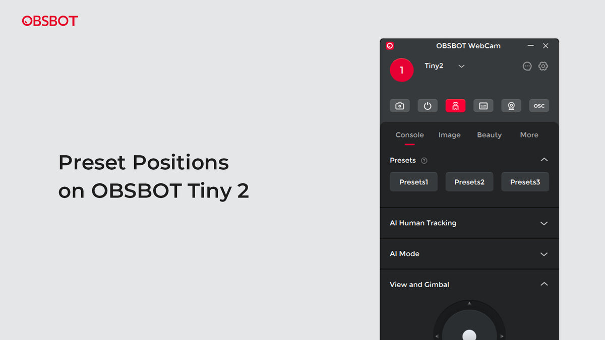 OBSBOT Tiny 2 Webcam 4K Voice Control PTZ, AI Tracking Multi-Mode & Auto Focus, Web Camera with 1/1.5" Sensor, Gesture Control, 60 FPS, HDR Light Correction, Webcam for PC, Streaming, Meeting, etc.