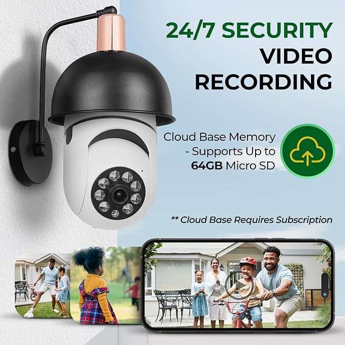 STARSCOPE Sentinel Camera Bulb - 360 HD Video Night Vision WiFi Surveillance Cameras for Outdoor Indoor, Hidden Cam Bulbs System, Motion Sensor Detection Alarm with Two-Way Audio