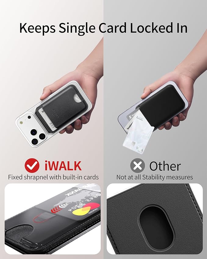 iWALK Stronger Magnetic Wallet, Upgraded for MagSafe Wallet, RFID Blocking, 5 Card Holder with Adjustable Stand, Slim Leather Phone Wallets for iPhone 17/16/15/14/13/12 Series, iPhone Wallets