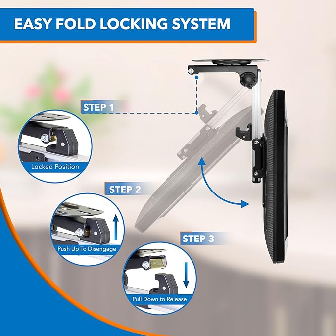 Mount-It! Flip Down TV & Monitor Mount, Under Cabinet & Ceiling Bracket for Kitchens, RVs & Small Spaces | Fits 13–37 Inch Screens | VESA 75x75 100x100 200x200 | Tilt & Swivel | 44 lbs Capacity