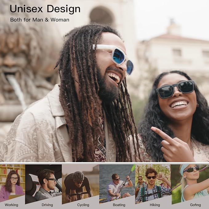 OhO sunshine, Polarized Sunglasses with Bluetooth Speaker, Open Ear Audio, Athletic/Outdoor UV Protection and Voice Control