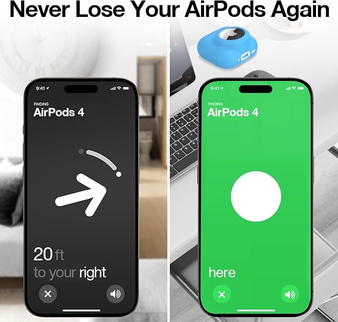 2 in 1 Silicone Case Compatible with AirPod 4 and AirTag 2/1, Shockproof Protective Skin Cover for AirPods 4th Generation with Cleaner Kit & Carabiner (Glow Blue)