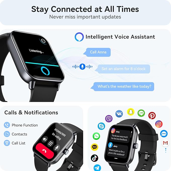 Smart Watch for Men Android & iPhone, Alexa Built-in, 1.8" Touch Screen Fitness Tracker, IP68 Waterproof Heart Rate/Sleep/SpO2 Monitor, Watches with Answer/Make Calls, Pedometer, 100+ Sport Modes