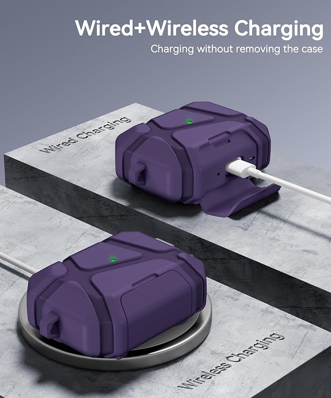 for AirPods Pro 3rd Case (2025 New),Secure Lock & Phone Stand Design Compatible with Airpods Pro 3 Generation Cover with Cleaner Kit-Purple