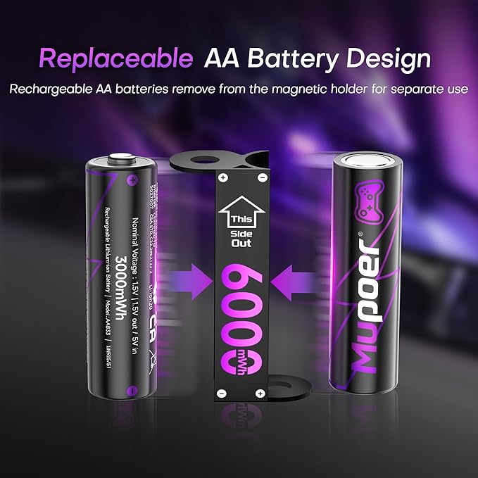 Rechargeable AA Batteries Lithium 8x3000mWh,Xbox Controller Battery Pack 4x6000mWh,1.5V Rechargeable Double A Battery,Long Lasting Lithium Battery with Box for Xbox Series One X/S,Elite,Blink Camera