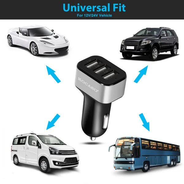 30W USB Car Charger | 3-Port Cigarette Lighter Adapter, 5.5A Total Output - Image 4