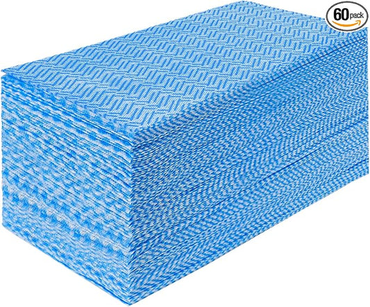 JEBBLAS Cleaning Towels Dish Towels and Dish Cloths Reusable Towels,Handy Cleaning Wipes, Great Dish Towel, Disposable, Absorbent, Dry Quickly 60 Sheets/Pack,Blue