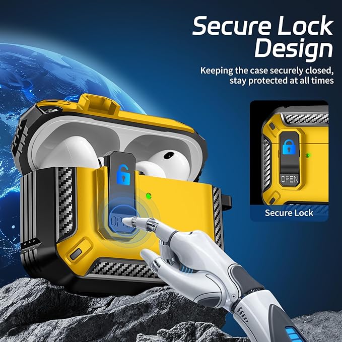for AirPods Pro 3 Case (2025 New), Secure Lock Cases Cover with Cleaning Kit & Keychain Compatible with Airpods Pro 3rd Generation Case for Men Women, Powerful Drop Protection