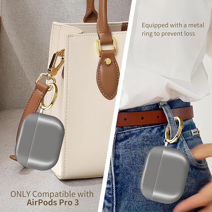 AirPod Pro 3 (2025) Case Cover for Women, Cute Shockproof Protective Case with Gold Round Buckle, Anti-Drop Design Compatible with Apple AirPods Pro 3rd Generation (USB-C Cable) huise