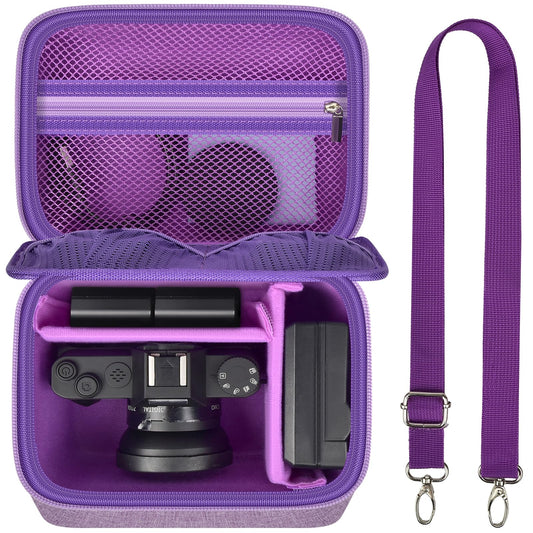 ANKHOH Vlogging Camera Case for Duluvulu/for Zostuic/for YIGLLO/for Gavonde/for Canon/for Kodak Pixpro Digital 4K 5K Camera Carrying Travel Bag for SD Cards, Accessories(Box Only)(Purple)