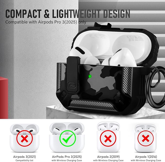 Compatible with Airpods Pro 3 Case(2025),for Airpods Pro 3rd Generation Cases Cover with Keychain Cleaner Kit Soft Silicone Shockproof Cover for Women Men