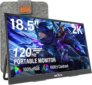 InnoView 2K Portable Monitor for Laptop 18.5" 2560x1440p QHD 120Hz 100% sRGB USB-C Standard HDMI DP Port Gaming Monitor,HDR Travel External Second Screen for Laptop, PC, Game Consoles