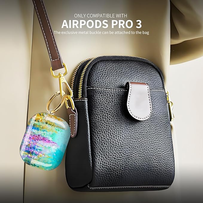 Compatible with AirPod Pro 3 (2025),Cute Case Cover for Women & Men, Full Protection Shockproof Hard Case with Keychain, Wireless Charging Case Accessories(Oil Painting Flowers)