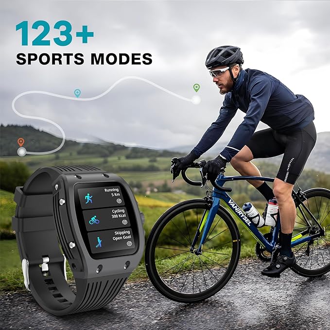 Smart Watches for Men, 1.76" HD Square Touchscreen Smartwatch, Heart Rate/SpO2/Sleep Monitor, Make/Answer Calls, 100+ Sports Modes, IP68 Waterproof Fitness Watch for iPhone Android Compatible (Black)