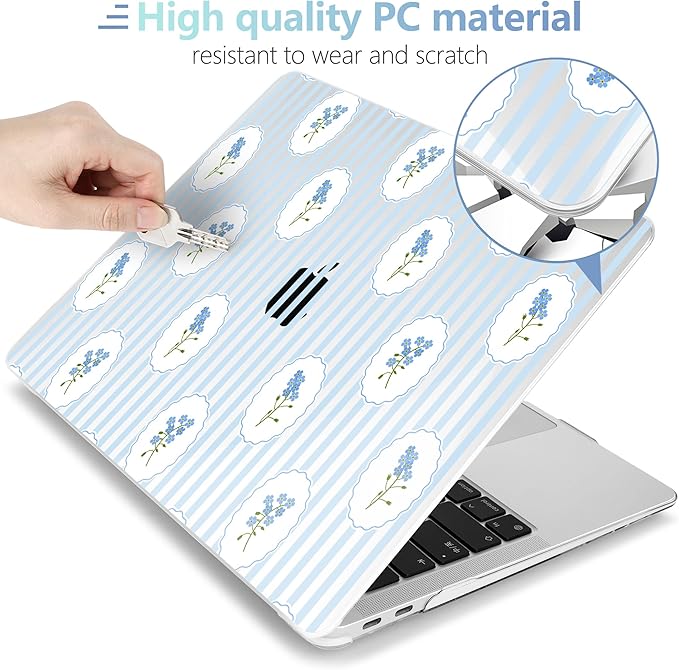 MEEgoodo for MacBook Air 13.3 inch Case 2021 2020 2019 2018 A2337 M1 A2179 A1932, Laptop Shell for MacBook Air M1 with Keyboard Webcam Cover & Trackpad Film & Type C Adapter,Coquette Trellis Floral