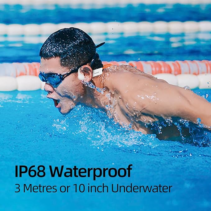 Tayogo 32GB Waterproof MP3 Player for Swimming Laps | IPX8 Bone Conduction Swimming Headphones | Open-Ear Underwater Headset with 8-Hour Playtime