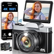 4K Digital Camera with WiFi, 64MP Autofocus Vlogging Camera for Photography