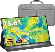 QQH Portable Monitor 15.6inch FHD 1080P USB C HDMI Alloy Travel Computer Monitor with w/Smart Cover & Built-in Speaker, Plug&Play Ultra Slim Second External Screen for Laptop PC Phone Mac Xbox PS5/4