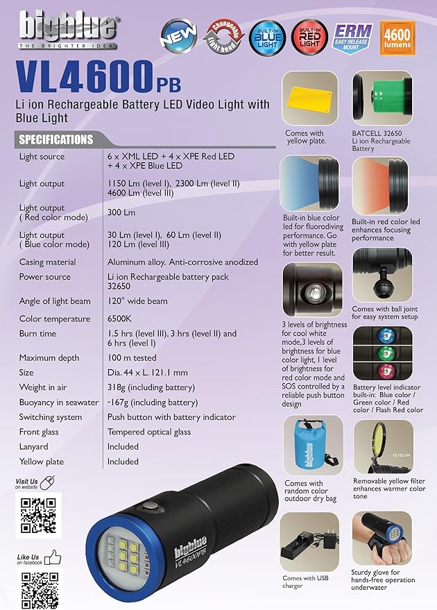 Bigblue VL 4600 Lumen Video Light w/Blue Light Mode - Black