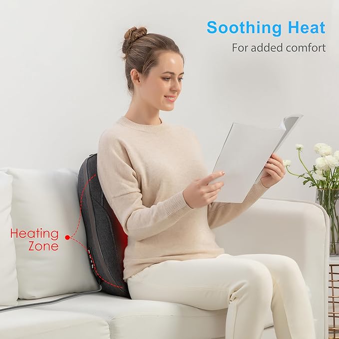 CooCoCo Back Massager for Chair,Shiatsu Back Massage Chair Pad, Deep Tissue 4D Kneading Massage Pillow for Lower Back,Full Body Relaxation, Birthday Christmas Gifts for Mom Dad Women Men Her