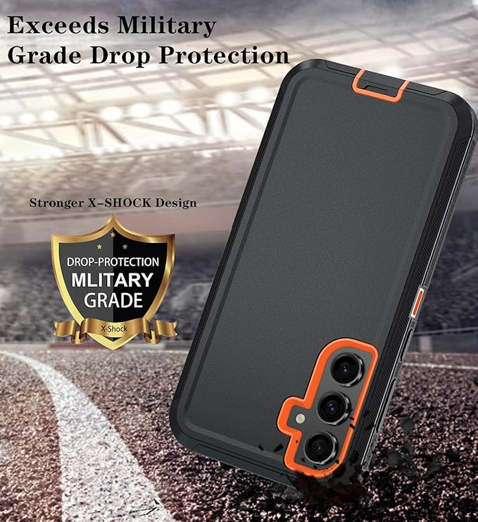 ONOLA Compatible with Samsung Galaxy S26 Case with HD Screen Protector, Heavy Duty Shockproof & Dropproof 3-Layer Cover Phone Case for Galaxy S26 6.3''，BlackOrange