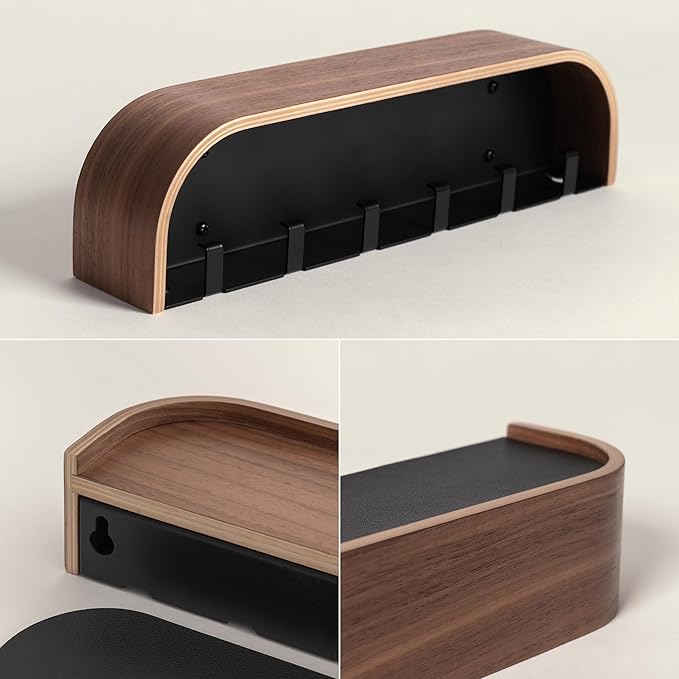 Kazai 'Toke' Walnut Key Holder - Premium Berlin Design with Shelf